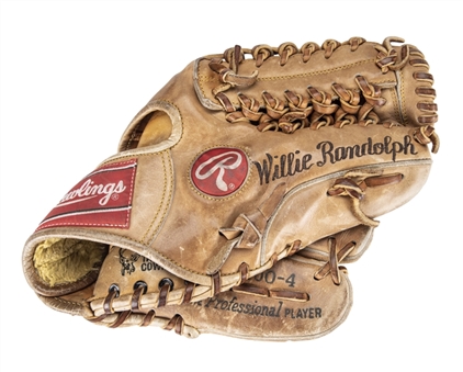 Willie Randolph Game Used, Signed & Inscribed Rawlings PRO200-4 Model Glove (Randolph LOA)